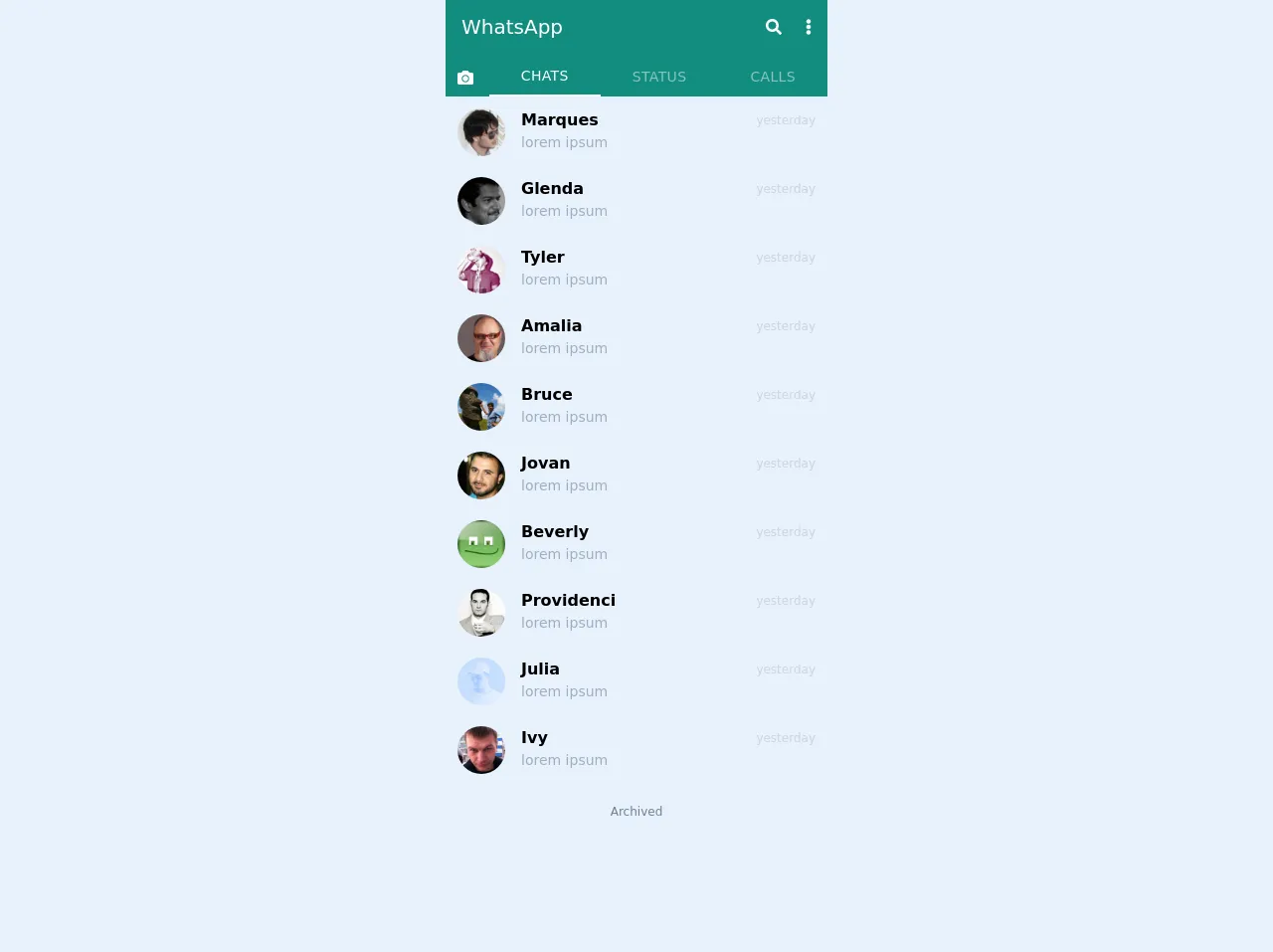 Clone WhatsApp Android UI
