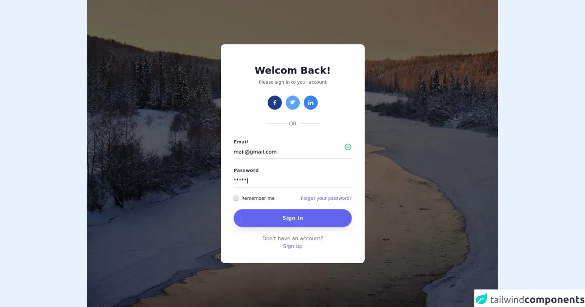 Login form by tailwindcss - Tailwind Components
