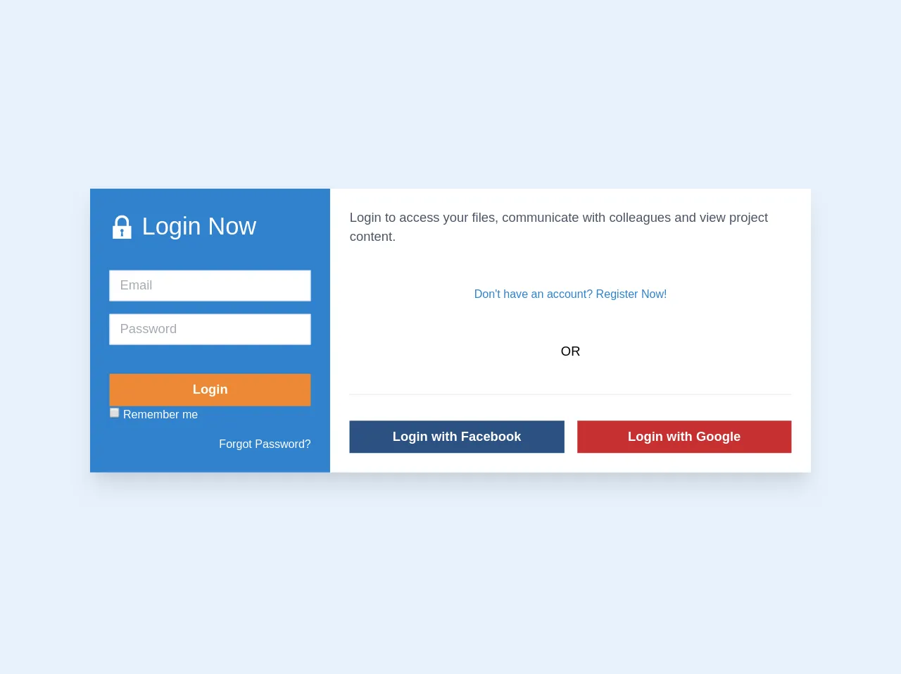 Native and social login form