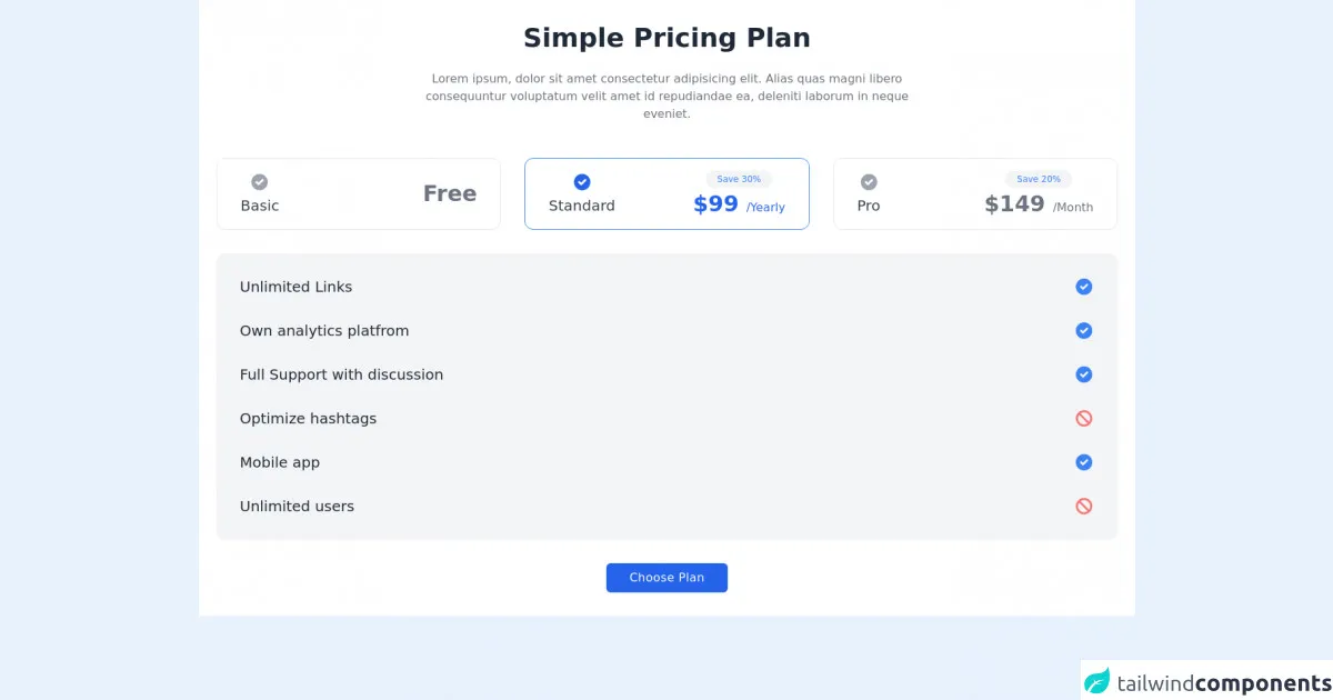Pricing section checkbox