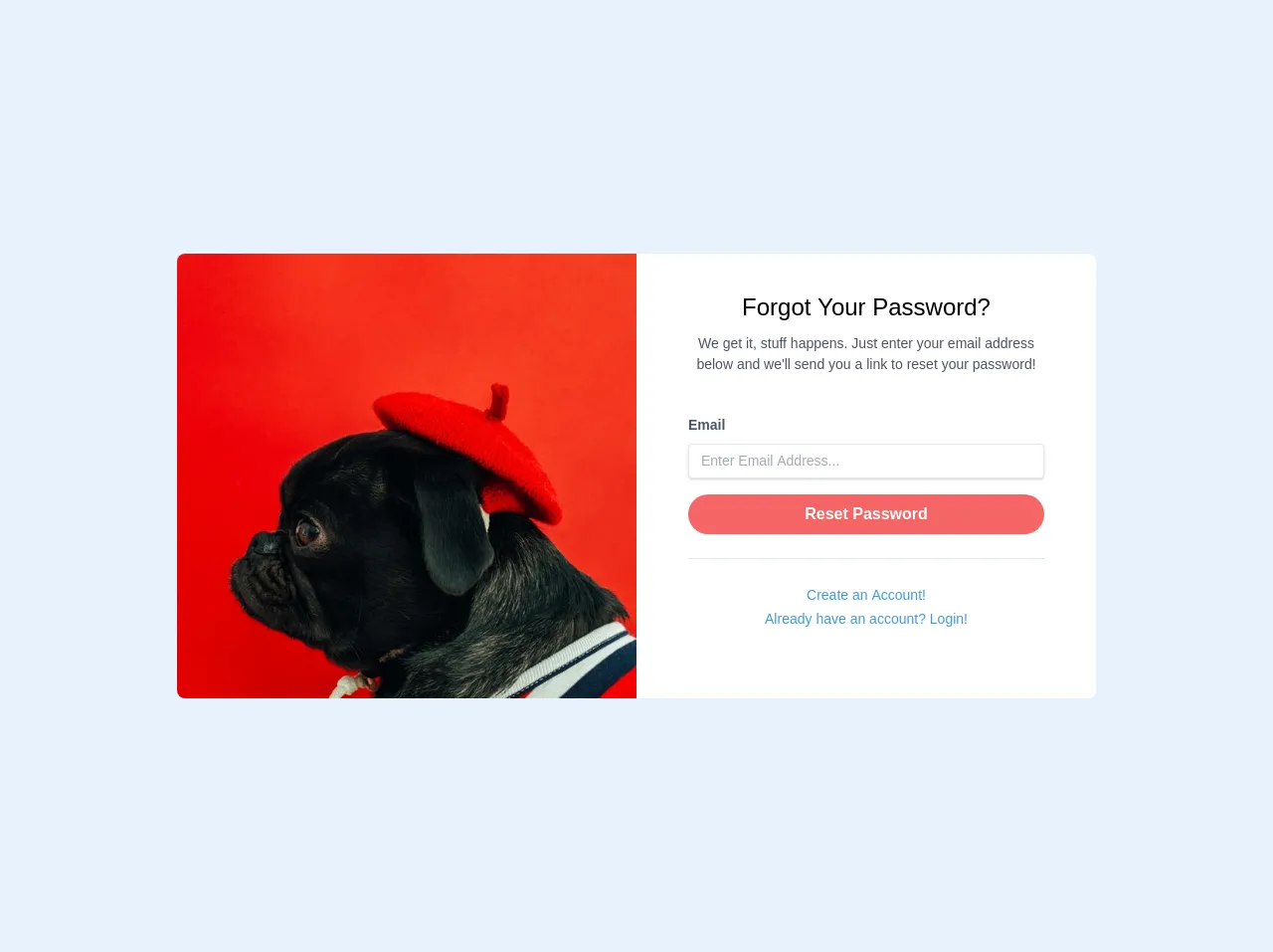 SB Admin 2: Forgot Password Page