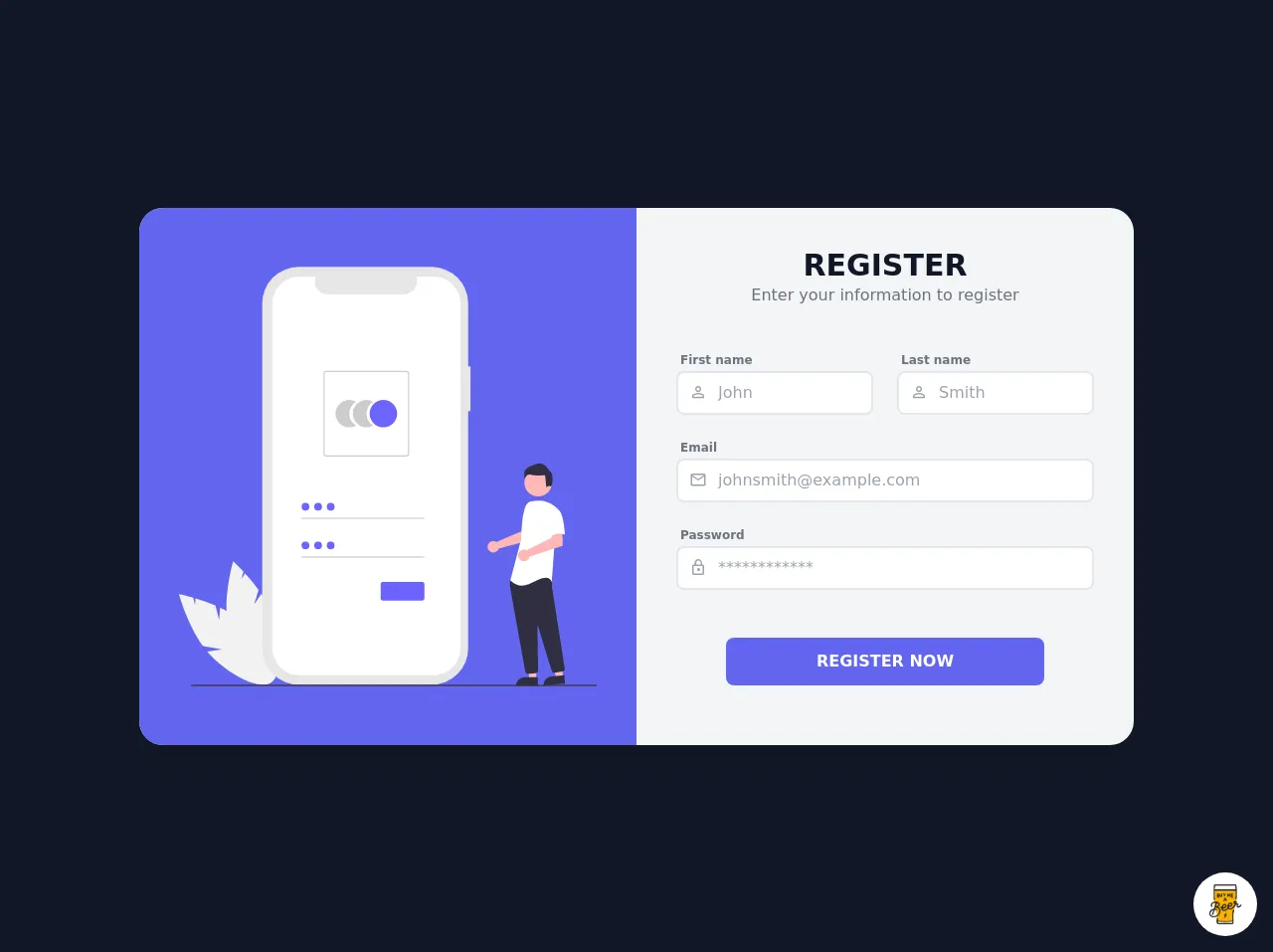 Simple Register/Sign Up Form