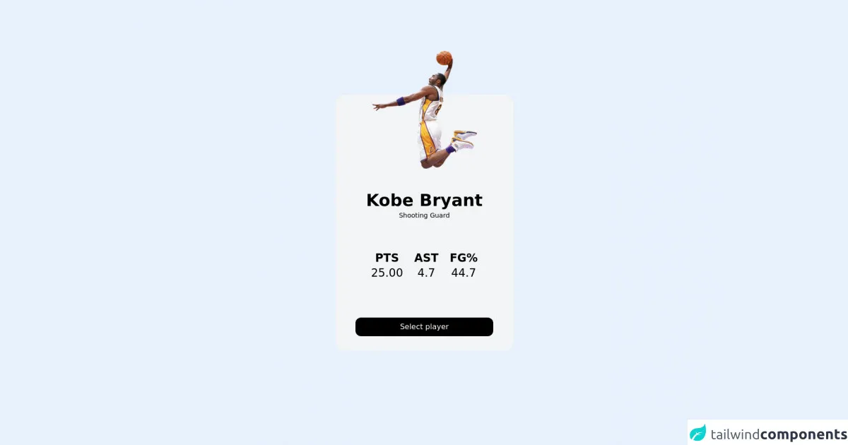 Tailwind CSS Card: NBA Kobe Bryant